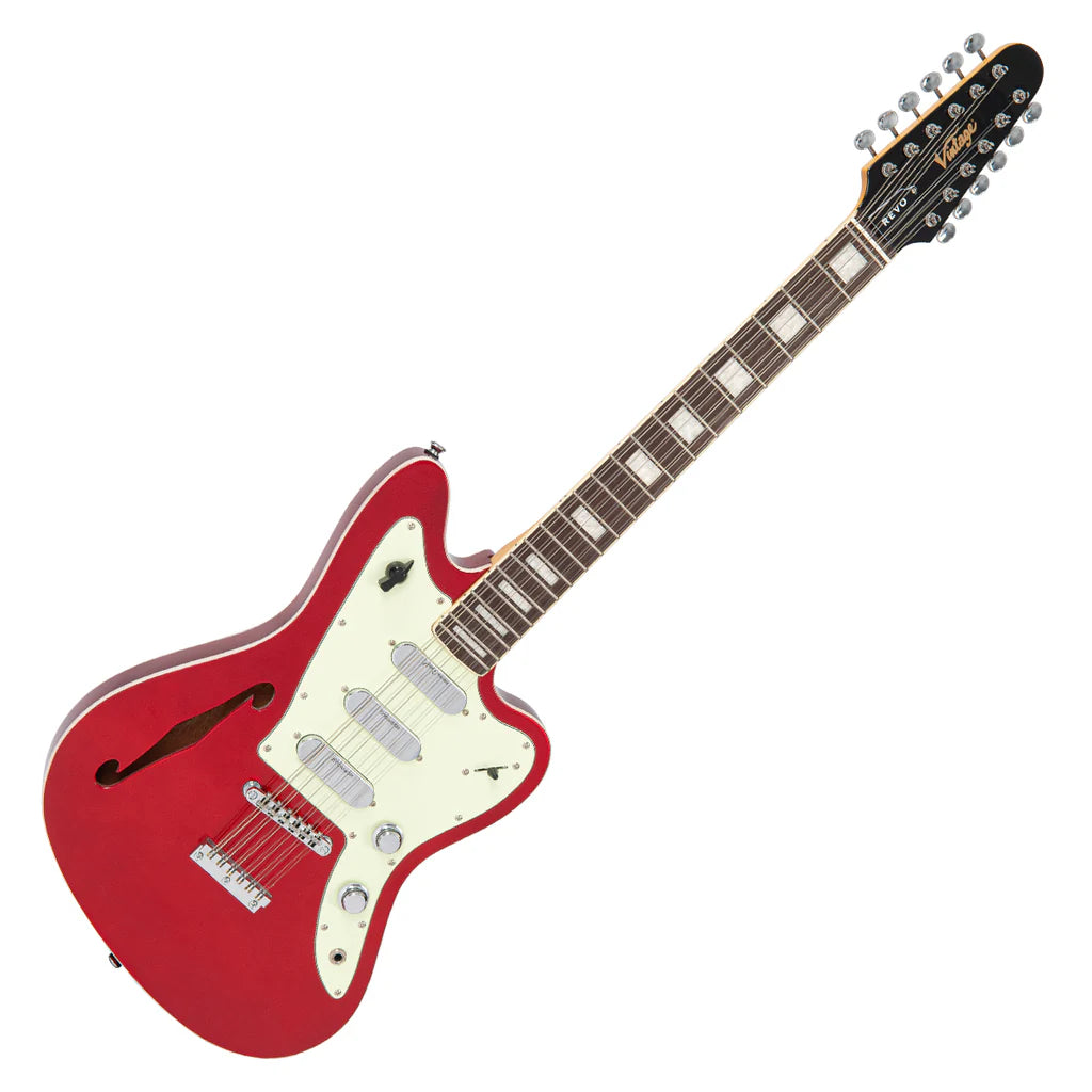 Vintage REVO Series Surfmaster Thinline 12 Electric Guitar - Candy Apple Red