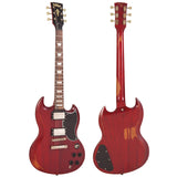 Vintage VS6 ICON Electric Guitar Distressed Cherry Red