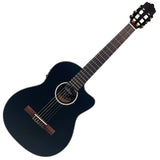 Vintage Santos Slim Body Electro-Acoustic Nylon Strung Guitar - Black