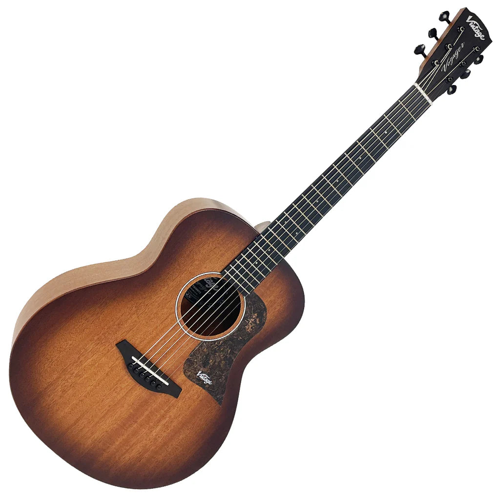 Vintage Voyager Solid Top Acoustic Travel Guitar - Tobacco Sunburst