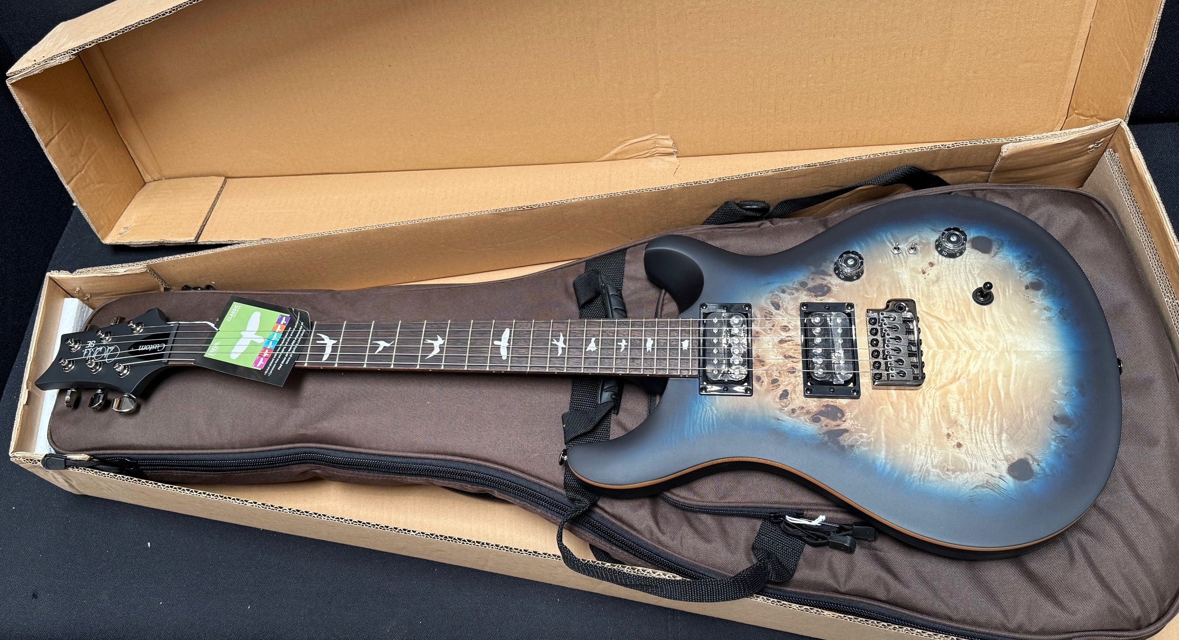 PRS SE Custom 24-08 Poplar Burl Limited Edition Lake Blue Midnight