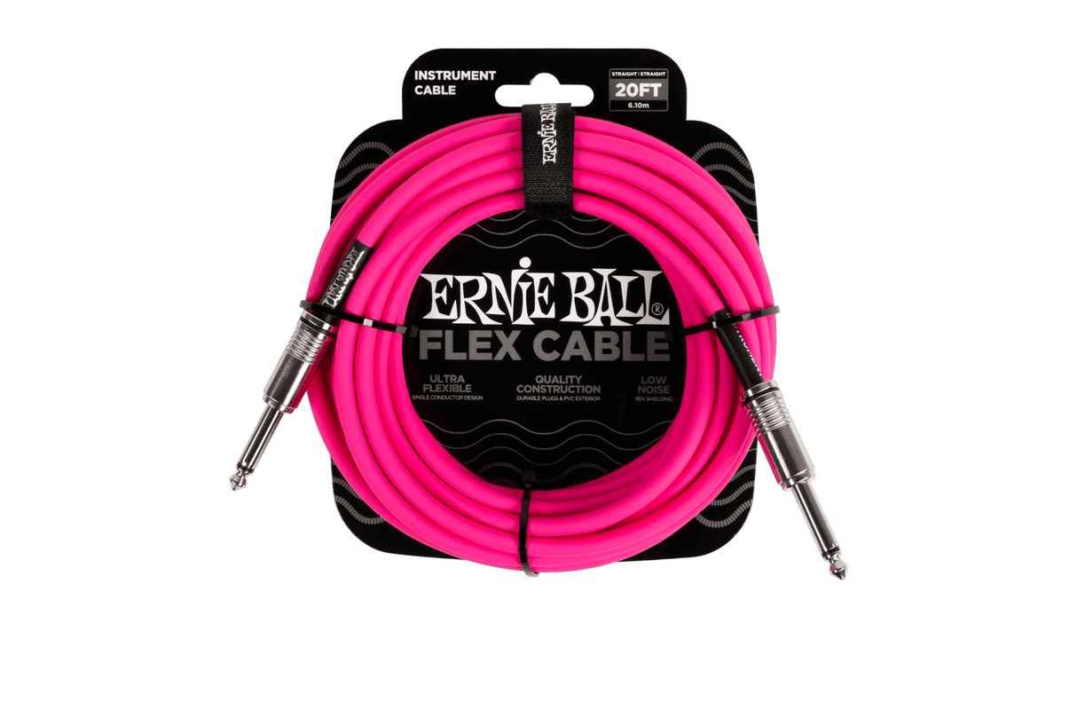 Ernie Ball Flex Instrument Cable Strt 10ft - Pink