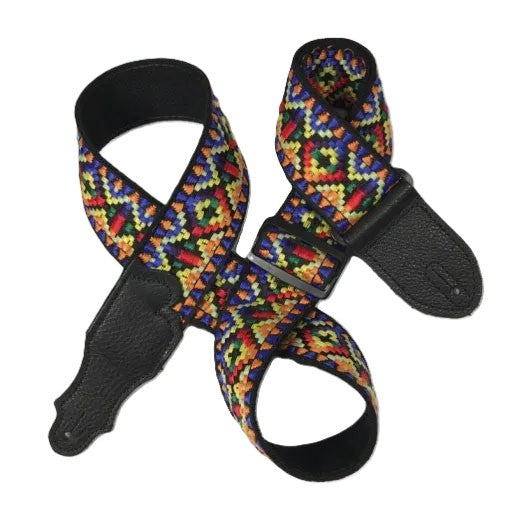 Franklin 2in Retro Folk Weave Guitar Strap - Multi Colour