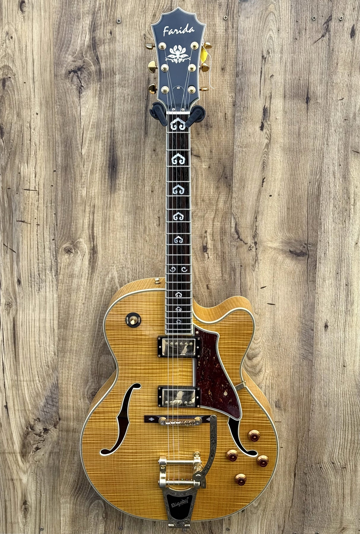 Farida FA17-FM Hollow Body Archtop with Bigsby - Flame Maple Top