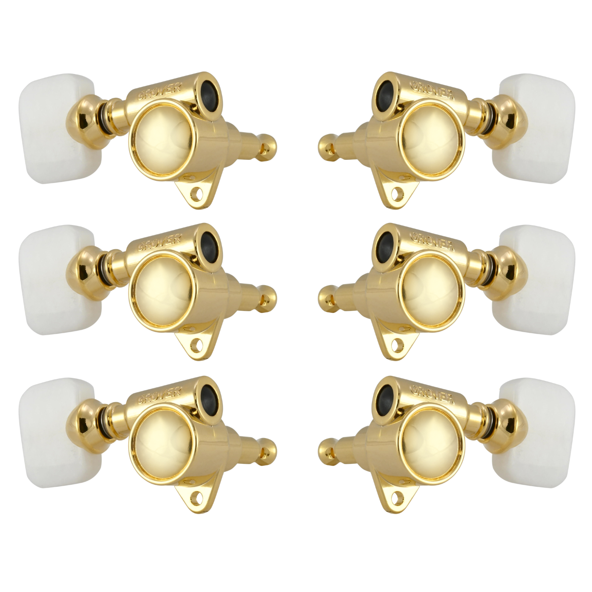 Grover Original Milk Bottle Style Rotomatics 120V Series Gold Set 3+3 - Pearloid Buttons