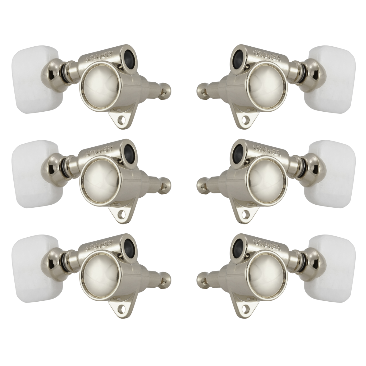 Grover Original Milk Bottle Style Rotomatics 120V Series Nickel Set 3+3 - Pearloid Buttons