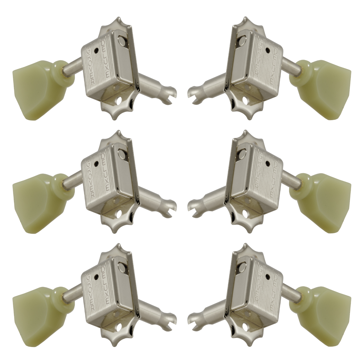 Grover Deluxe 133 Series Nickel Set 3+3 - Plastic Keystone Buttons