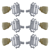 Grover Vintage 135 Series Chrome Set 3+3 - Plastic Keystone Buttons