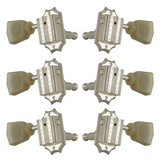 Grover Vintage 135 Series Nickel Set 3+3 - Plastic Keystone Buttons