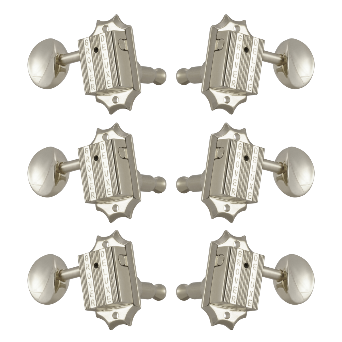 Grover Vintage Deluxe 136 Series Nickel Set 3+3 - Metal Buttons