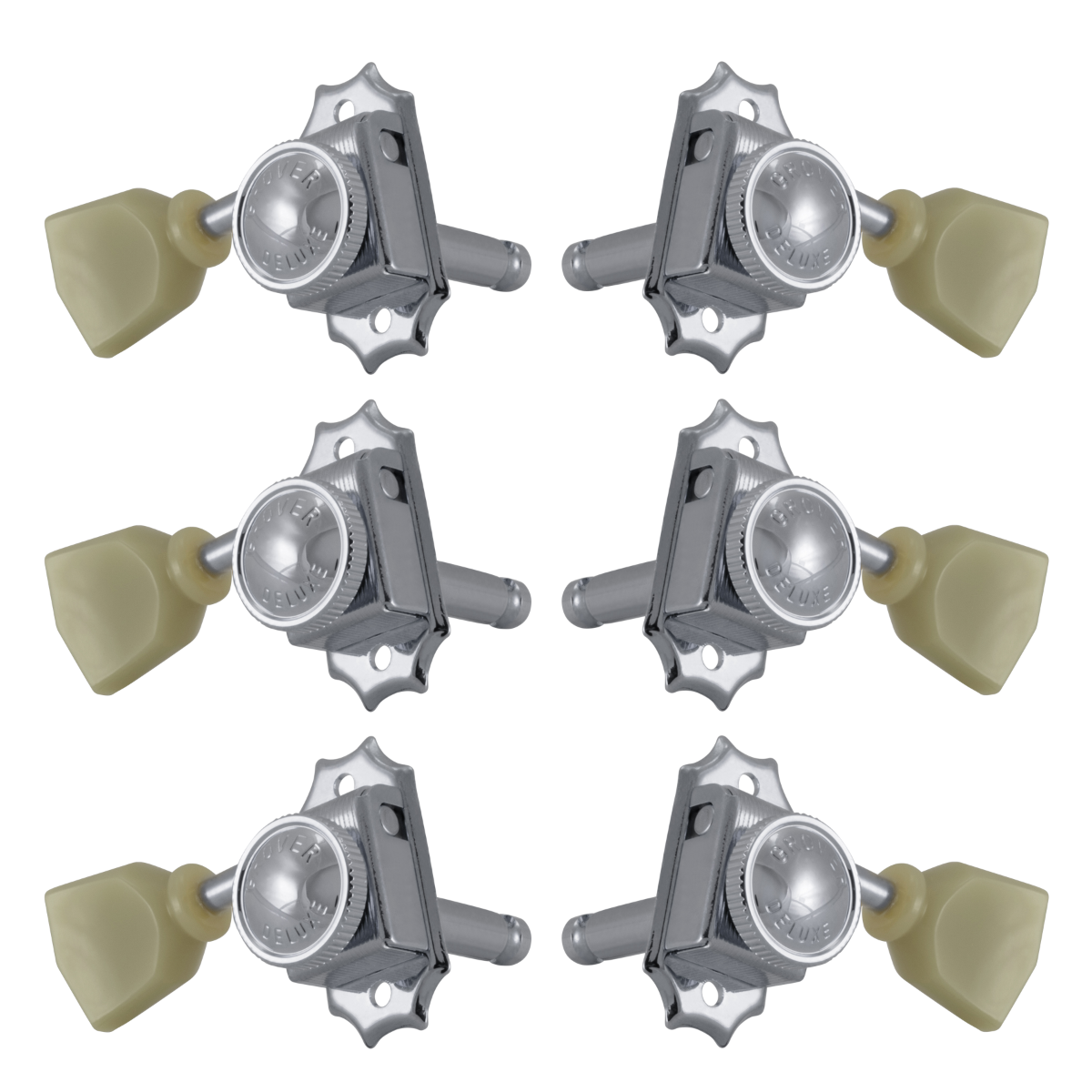 Grover Roto-Grip Locking Vintage 533 Series Chrome 3+3 - Plastic Keystone Button