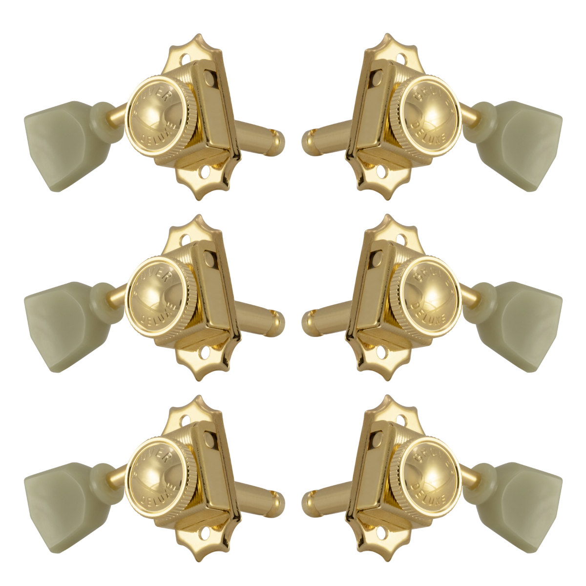 Grover Roto-Grip Locking Vintage 533 Series Gold Set 3+3 - Plastic Keystone Button
