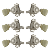 Grover Roto-Grip Locking Vintage 533 Series Nickel Set 3+3 - Plastic Keystone Button
