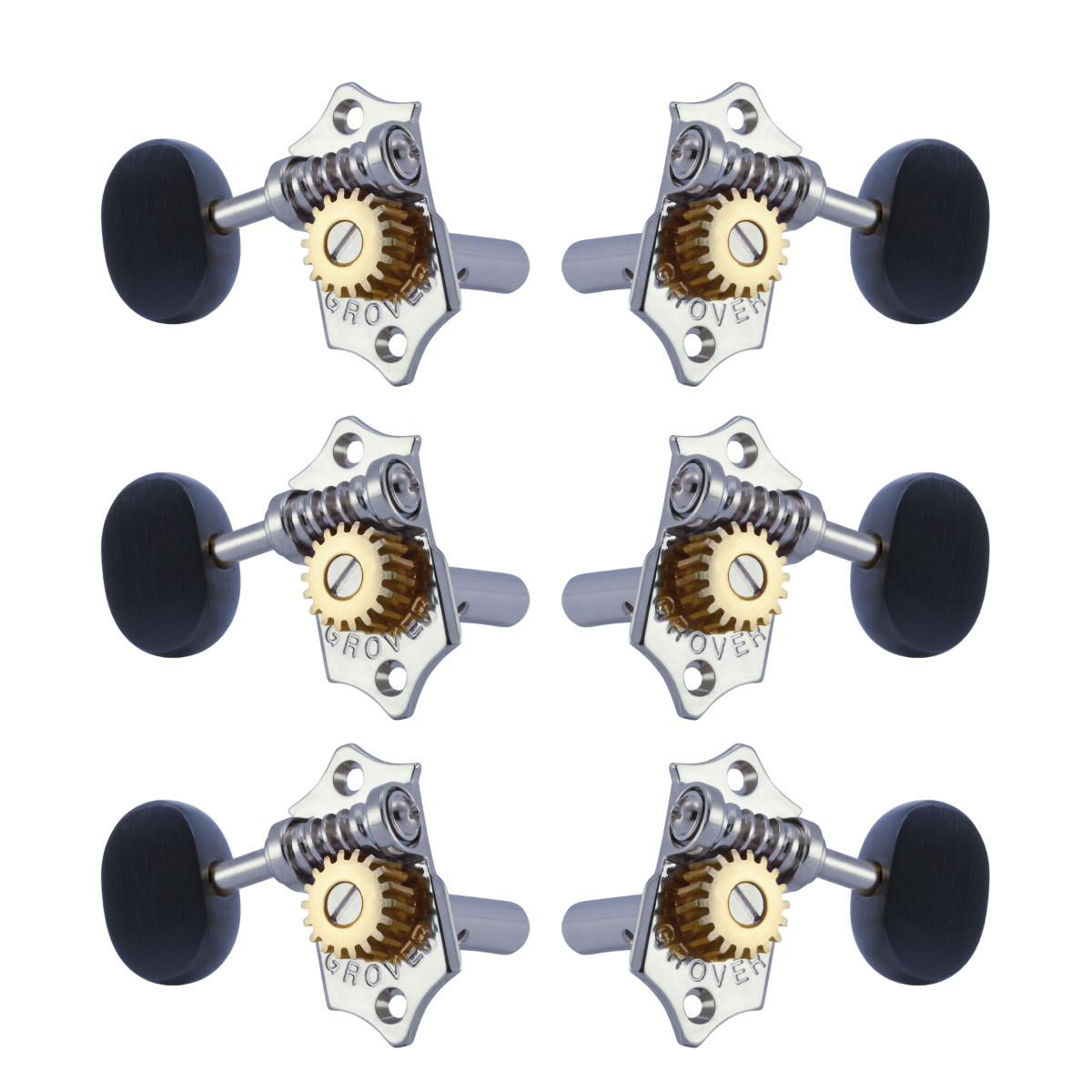 Grover Sta-Tite 18:1 Horizontal 97 Series Chrome Set 3+3 - Ebony Buttons