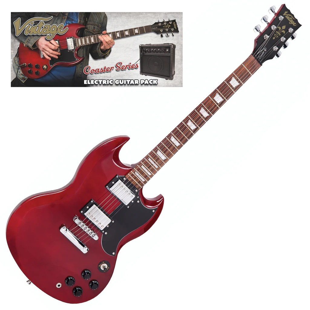 Vintage V69 Coaster Series Electric Guitar Pack - Cherry Red