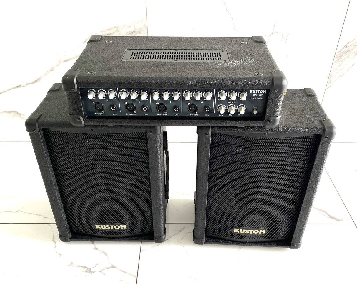 Kustom Kpm4080 Powered Mixer And Speakers
