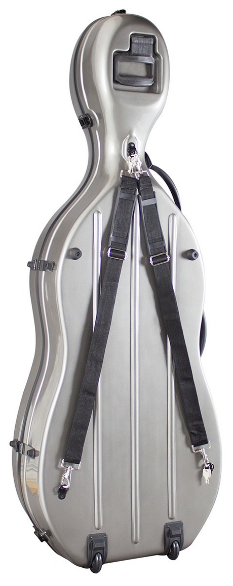 Hidersine Case Cello Fibreglass Grey + Wheels
