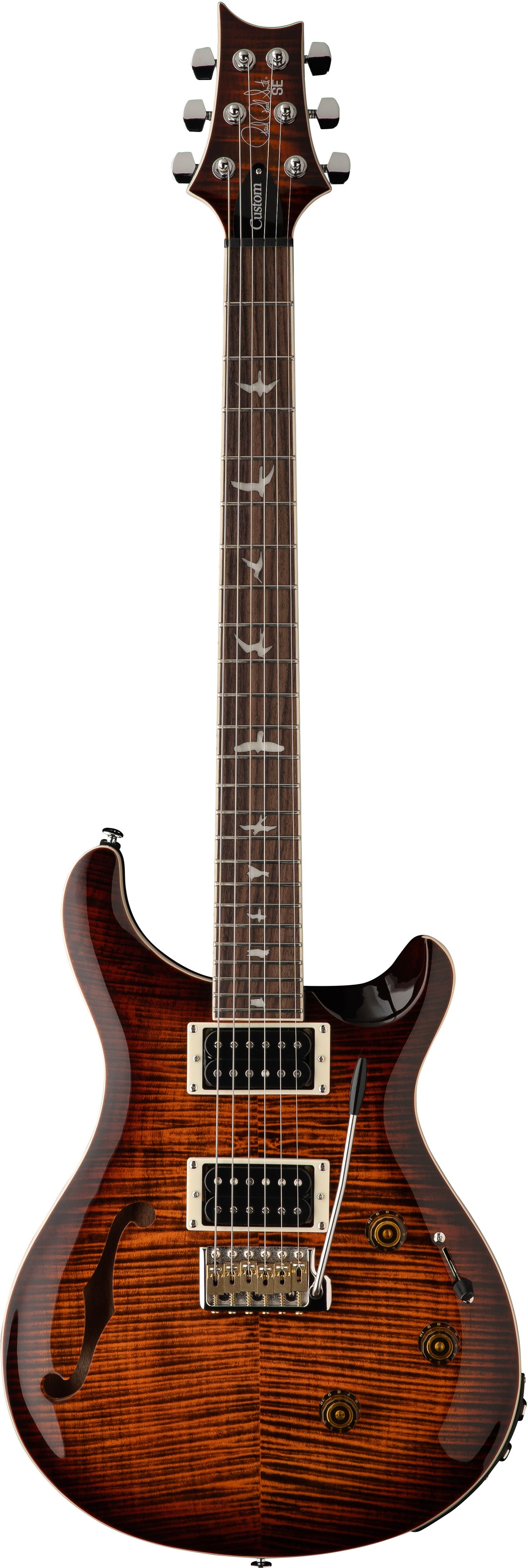 PRS SE Custom 24 Semi-Hollow Piezo Orange Tiger Smokeburst