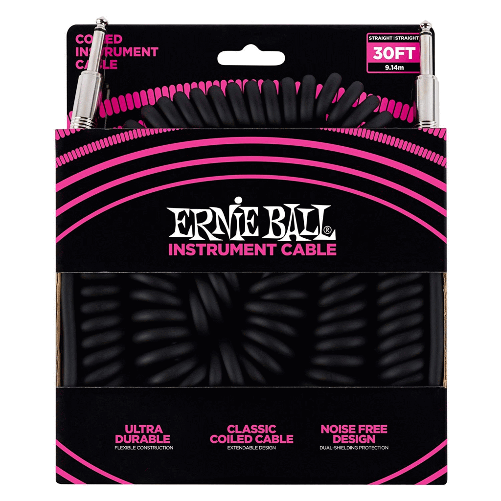 Ernie Ball Coil Cable Straight-Straight Black 30ft
