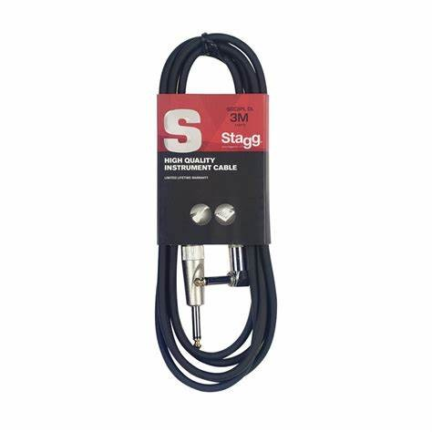 Stagg 3m/10ft 1/4" Jack-Jack Instrument Cable Angled