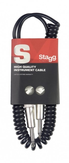 Stagg 6m/20ft Coiled 1/4" Jack-Jack Instrument Cable