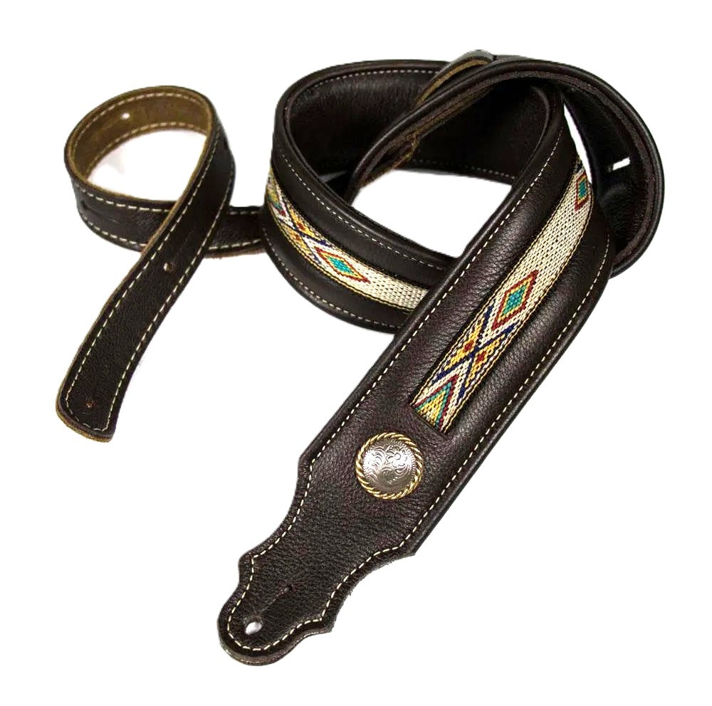 Franklin 2in Southwest Padded Leather Guitar Strap - Chocolate