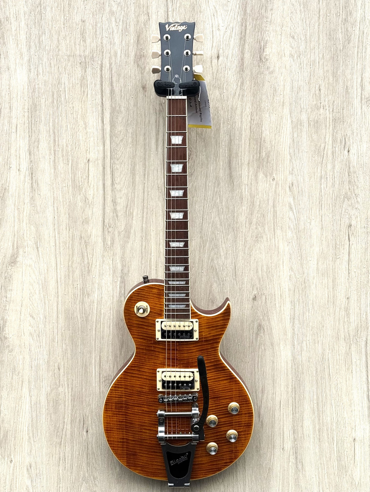 Vintage V100AMB Reissued Bigsby Flamed Amber
