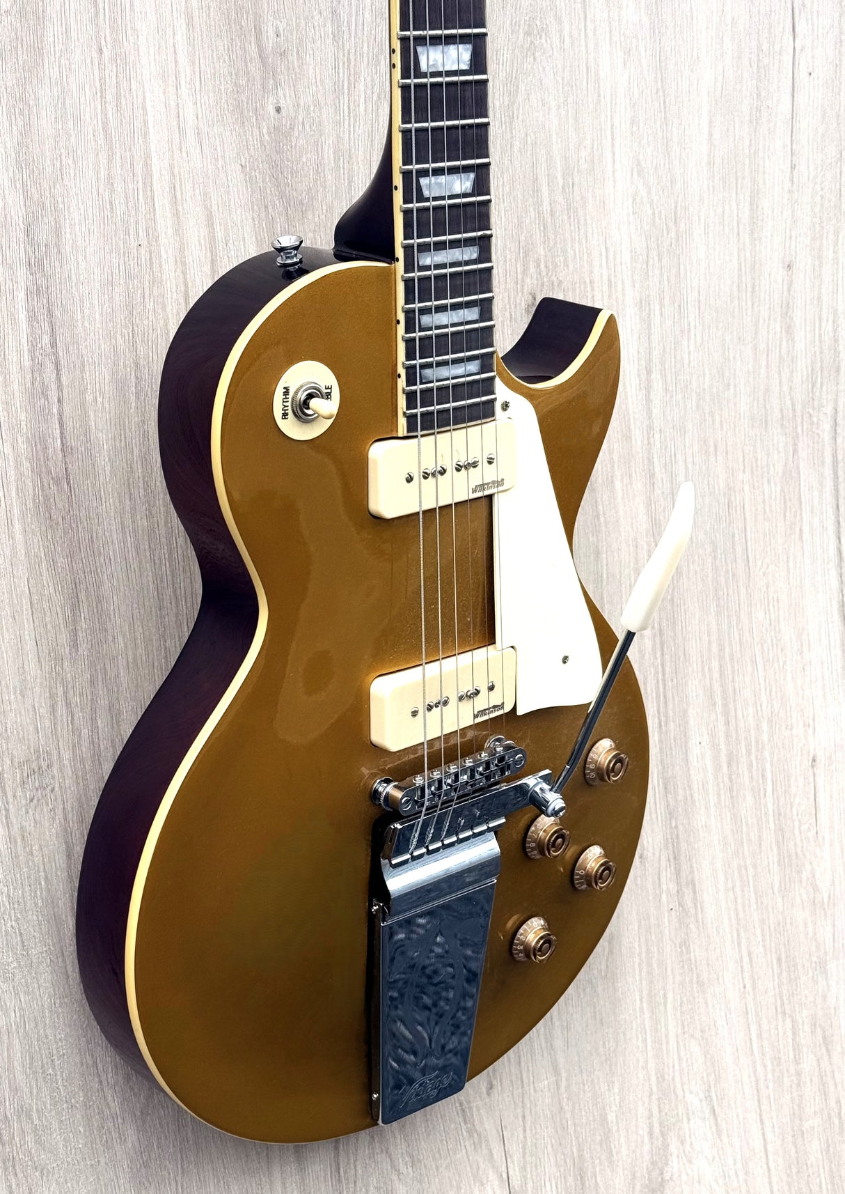 Vintage V100 Midge Ure Signature Gold Top with Vibrola