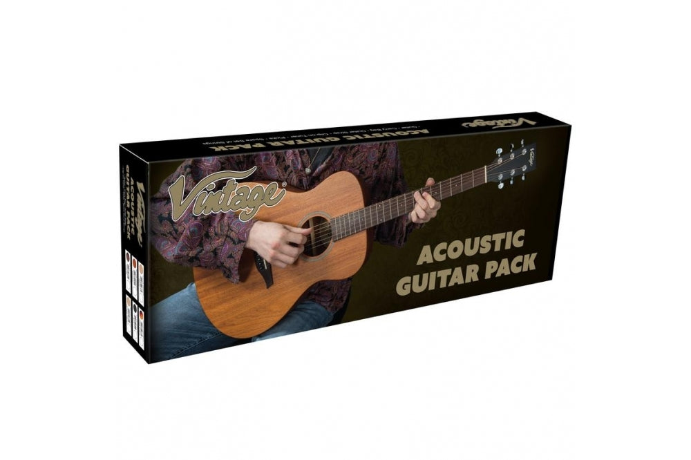 Vintage V300 Acoustic Folk Guitar Pack Vintage Sunburst