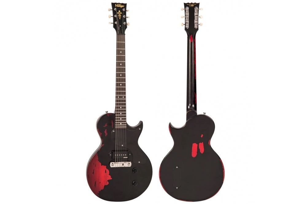 Vintage V120 Distressed Black Over Cherry Red