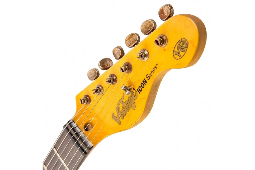 Vintage V62 ICON Electric Guitar Distressed Ash Blonde