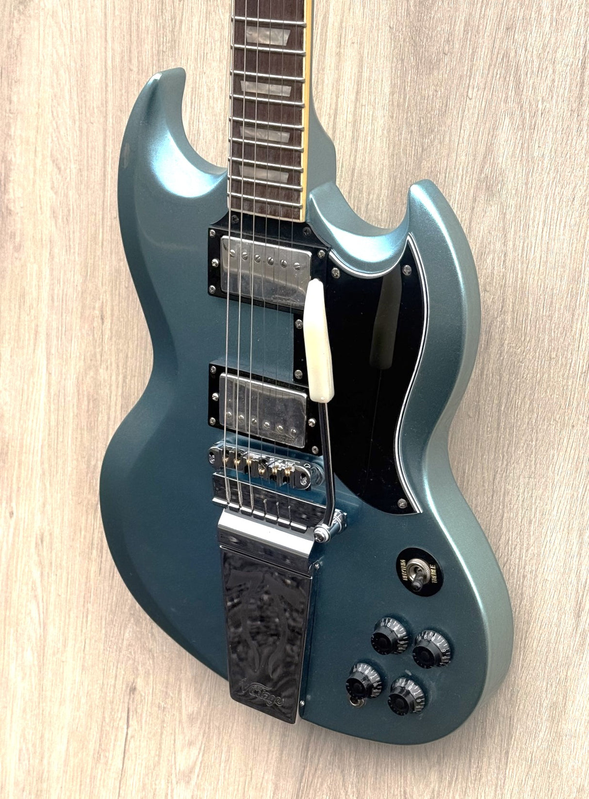 Vintage VS6 ReIssued with Vibrola Tailpiece - Gun Hill Blue