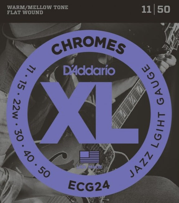 D Addario ECG24 Chromes Flatwound 11-50 Jazz Light