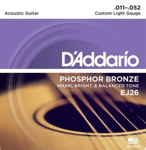 D Addario EJ26 Phosphor Bronze 11-52 Custom Light