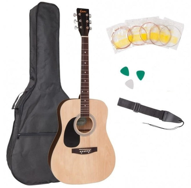 Encore Left Handed Acoustic Guitar Pack - Natural