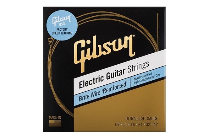Gibson Brite Wire Reinforced Electric Guitar Strings Ultra Light 9-42