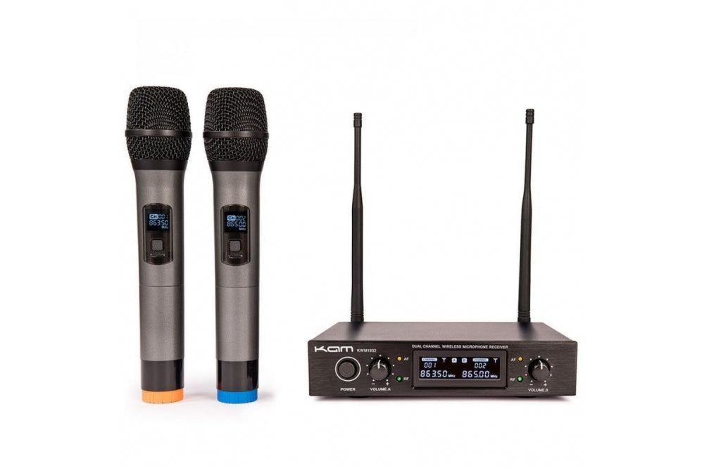 Kam UHF Fixed Twin Channel Professional Wireless Microphone System