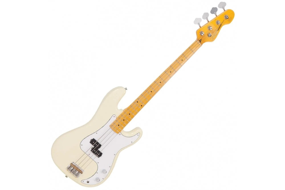 Vintage V4 ReIssued Maple Fingerboard Bass Vintage White