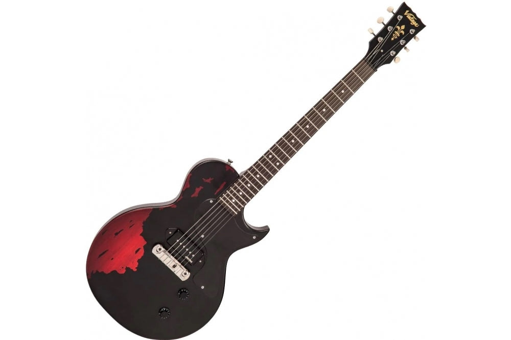 Vintage V120 Distressed Black Over Cherry Red